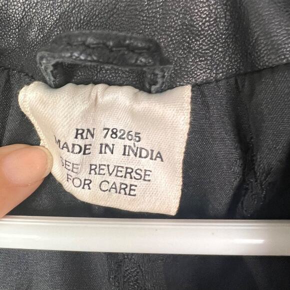 PC Collection Jacket Womens M Black Leather Bomber Moto Biker Rider - Picture 8 of 16